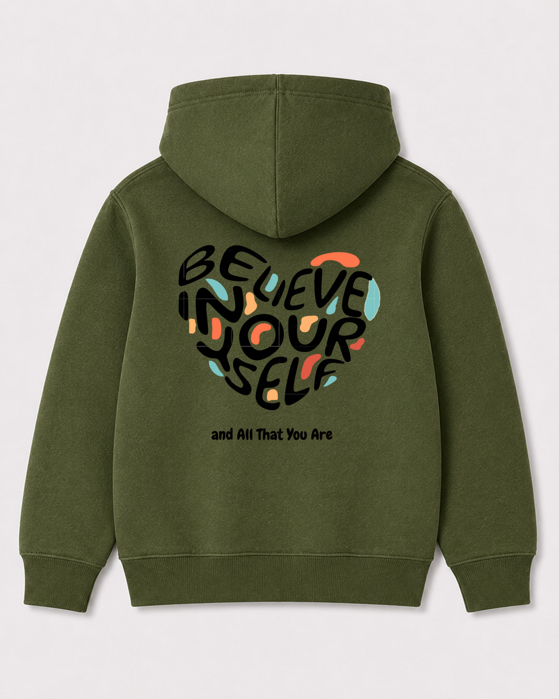 Olive green hoodie back 3325