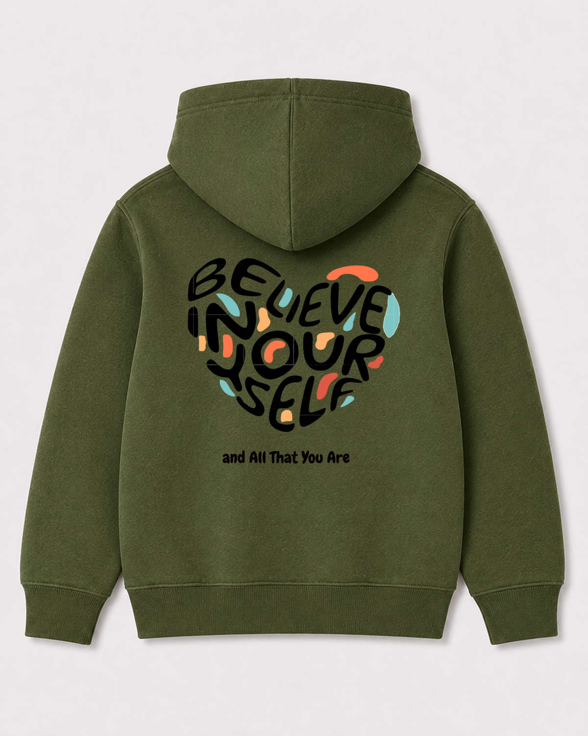 Olive green hoodie back 3325