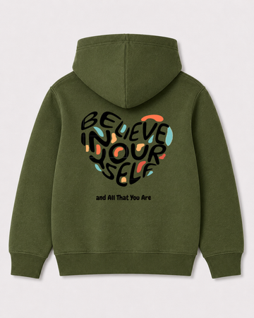 Olive green hoodie back 3325