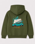 Olive green hoodie back 3331