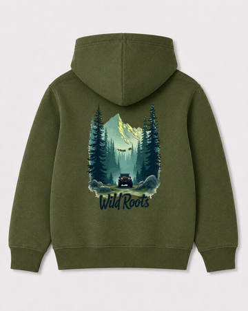 Olive green hoodie back 3335