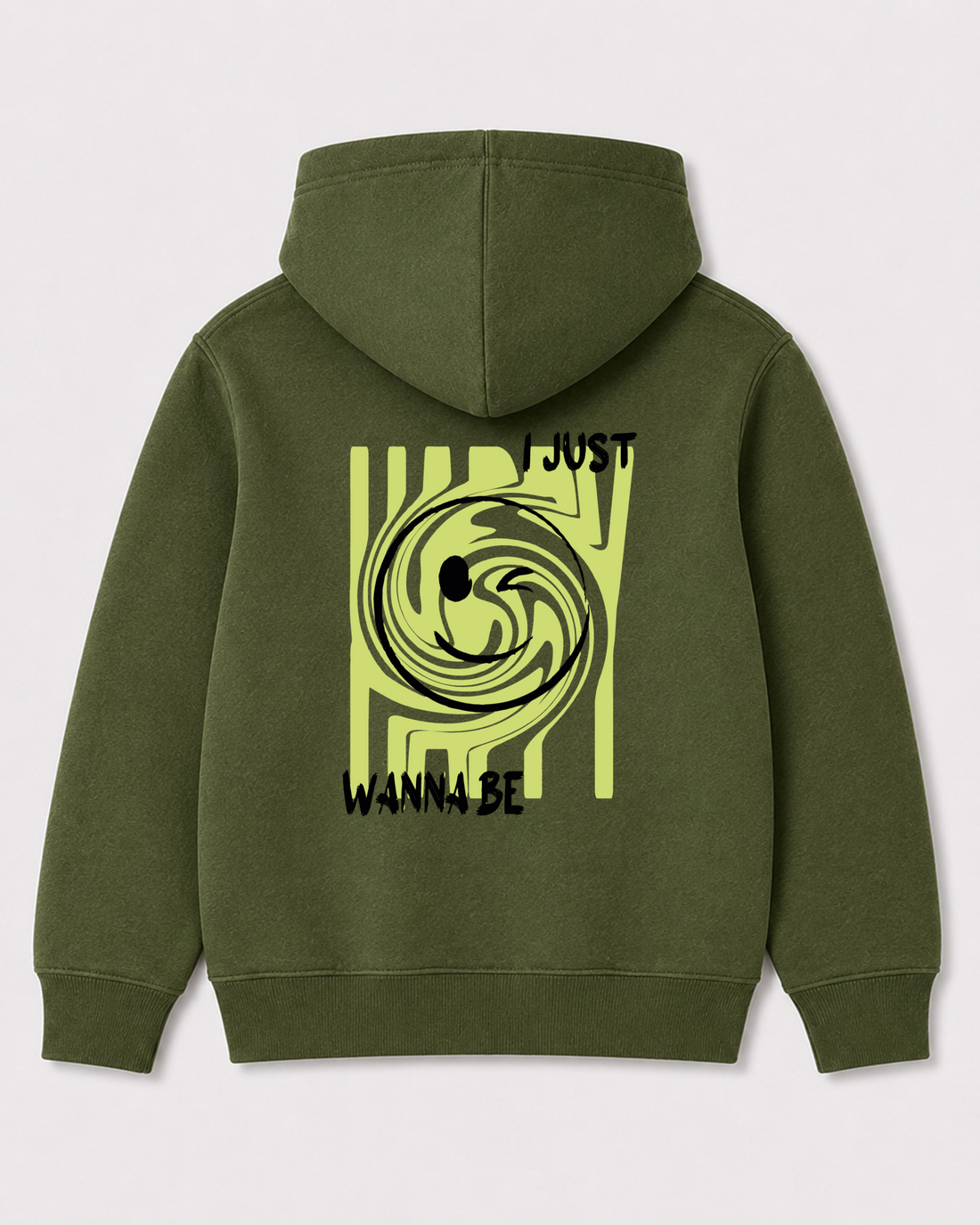 Olive green hoodie back 3341