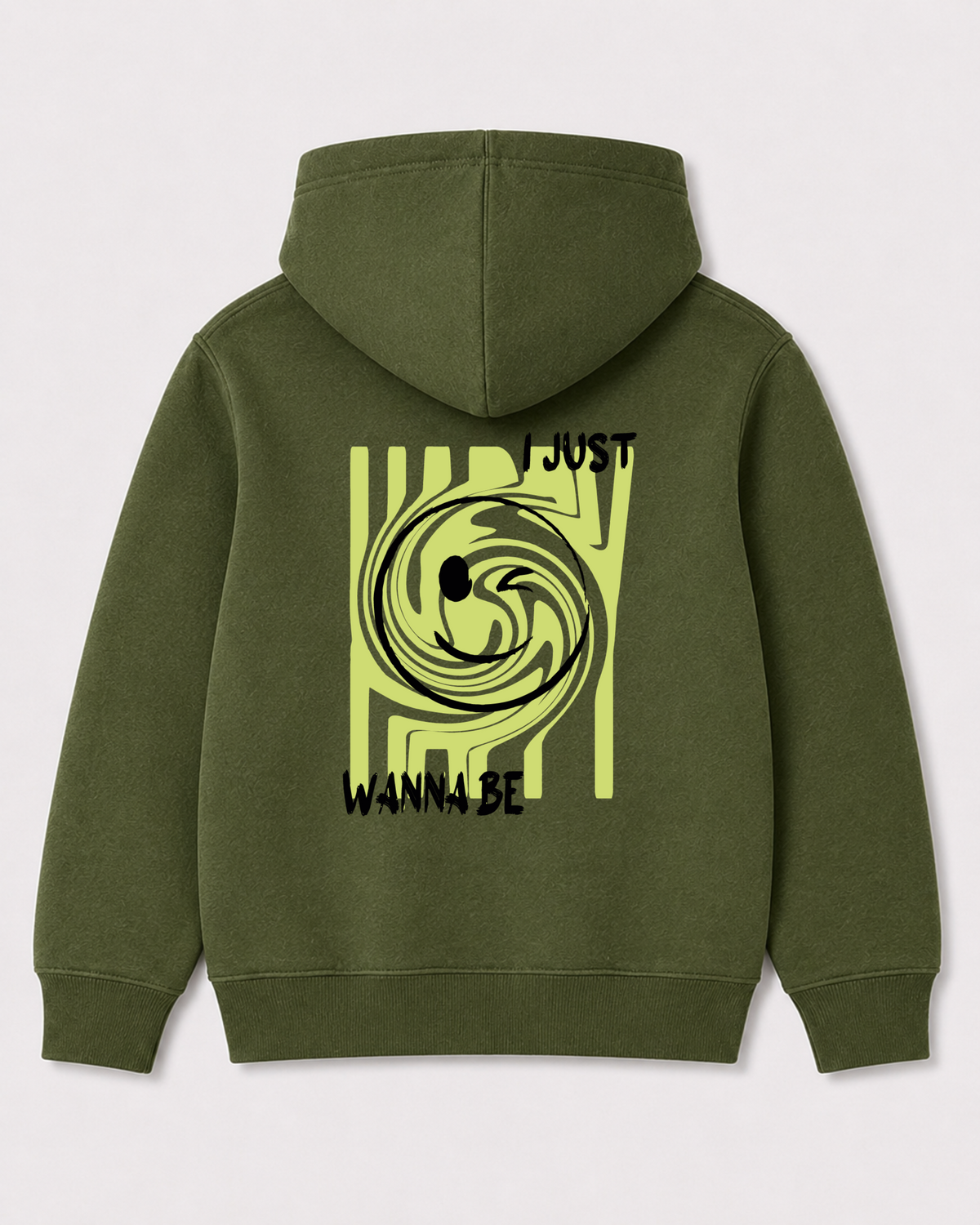 Olive green hoodie back 3341