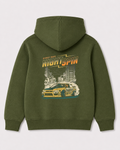 Olive green hoodie back 3342