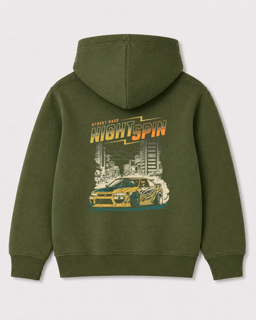 Olive green hoodie back 3342