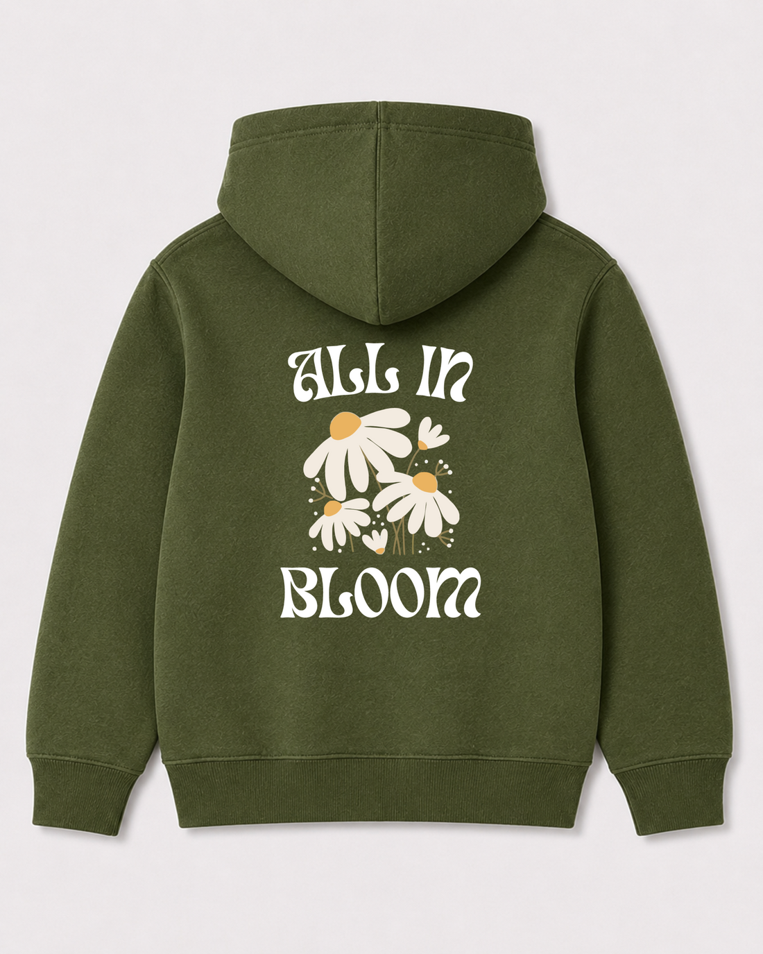 Olive green hoodie back 3345
