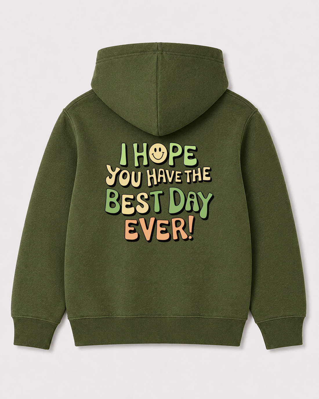 Olive green hoodie back 3359