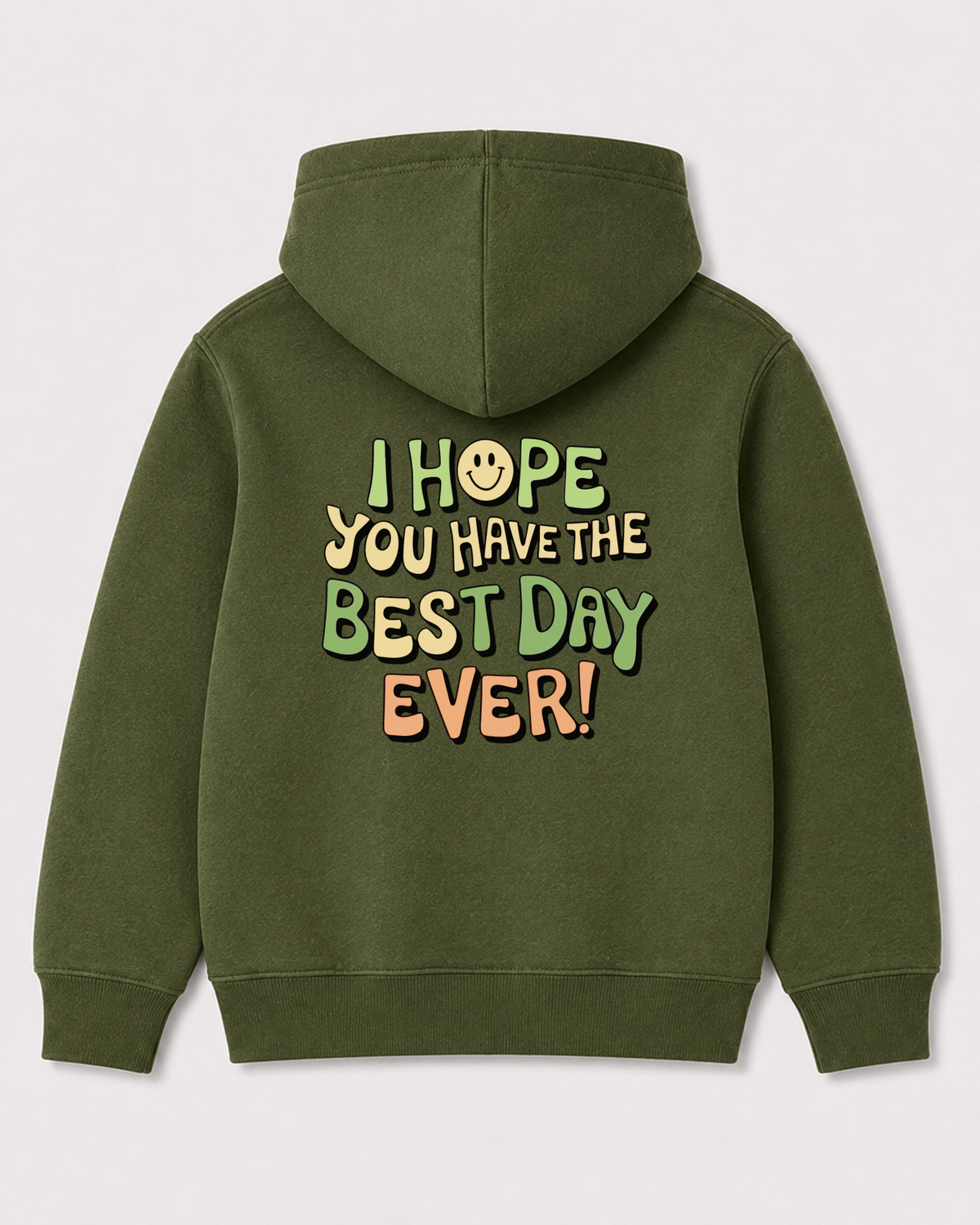 Olive green hoodie back 3359