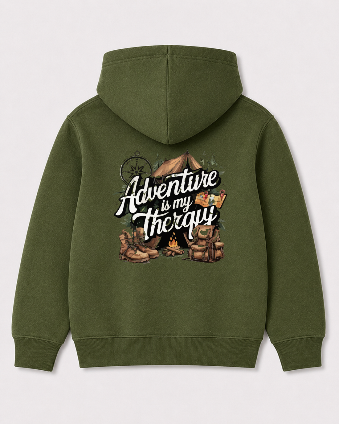 Olive green hoodie back 3364