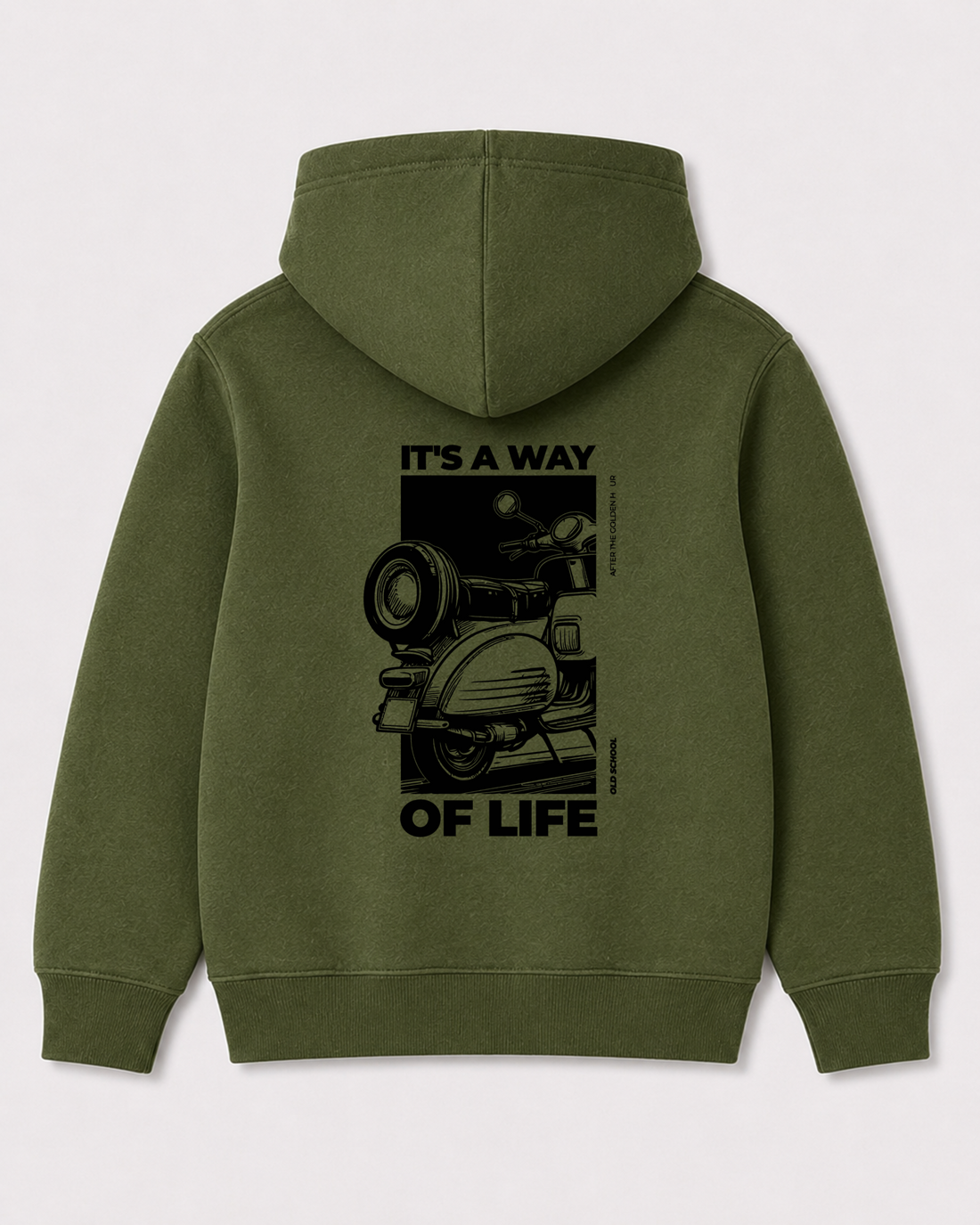 Olive green hoodie back 3374
