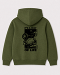 Olive green hoodie back 3374