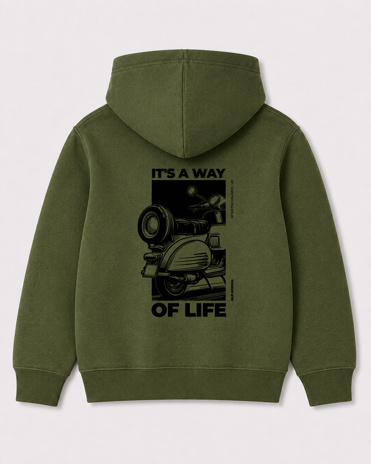 Olive green hoodie back 3374