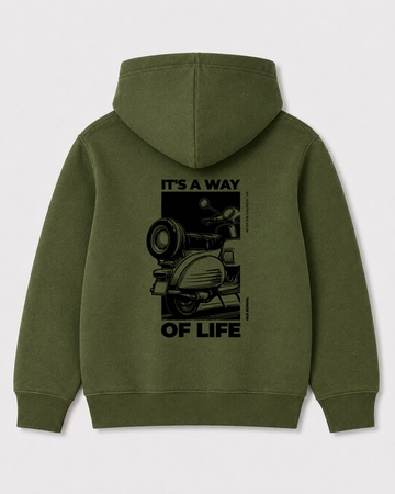 Olive green hoodie back 3374