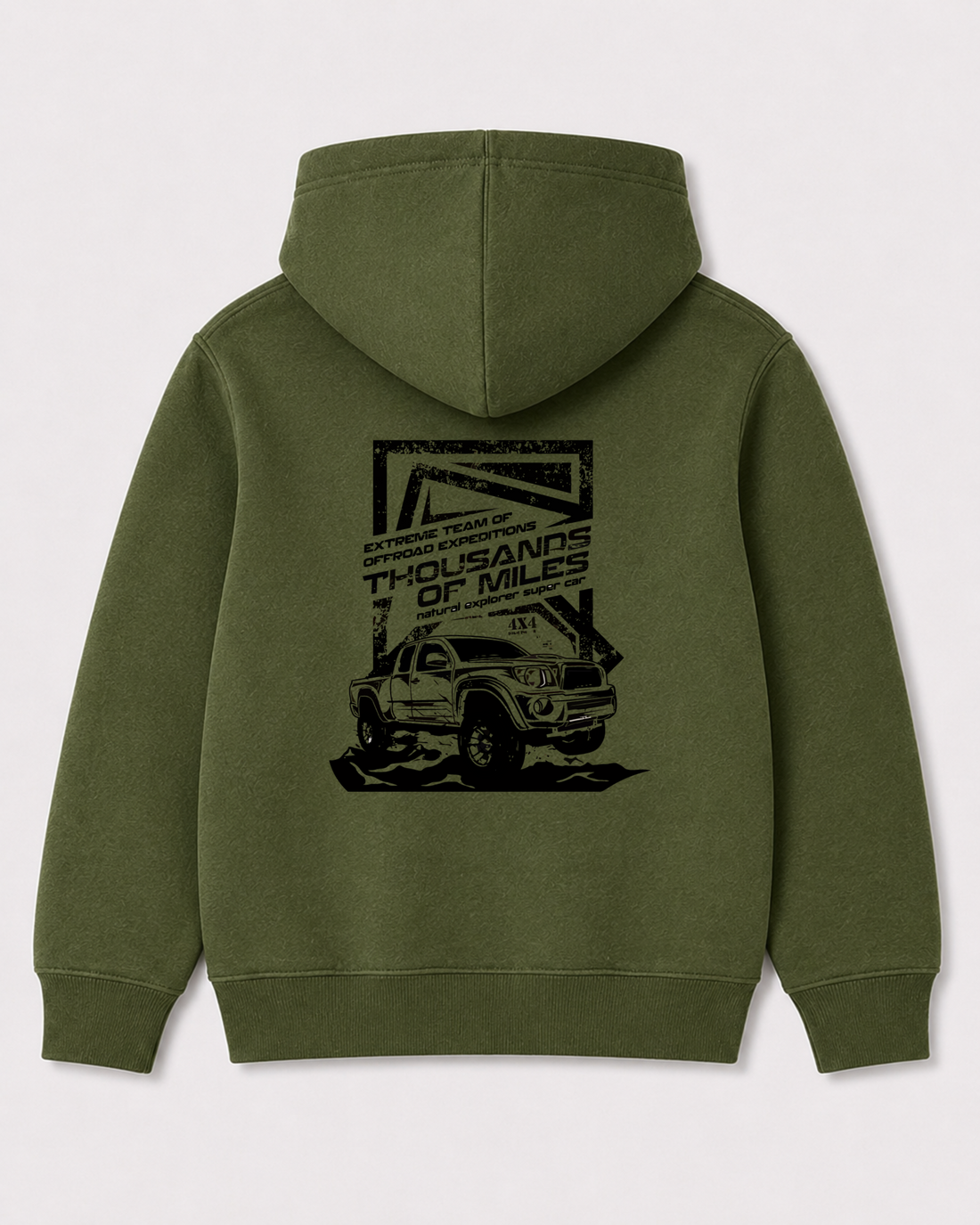 Olive green hoodie back 3376