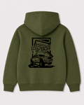 Olive green hoodie back 3376