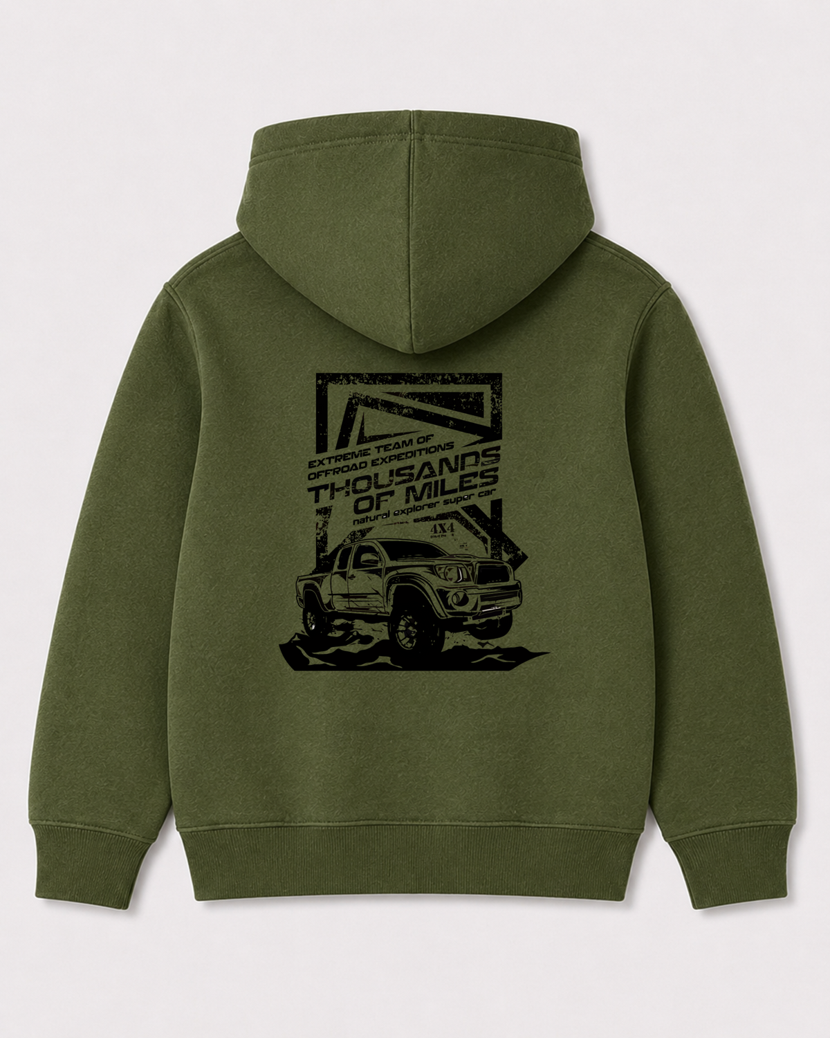 Olive green hoodie back 3376