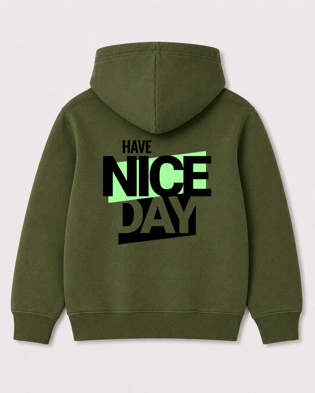 Olive green hoodie back 3381