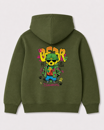 Olive green hoodie back 3392