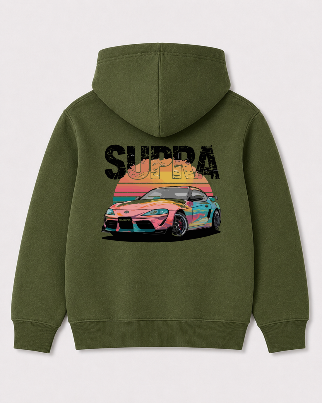 Olive green hoodie back 3397