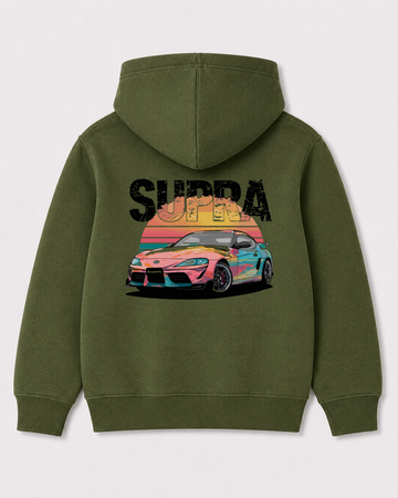 Olive green hoodie back 3397