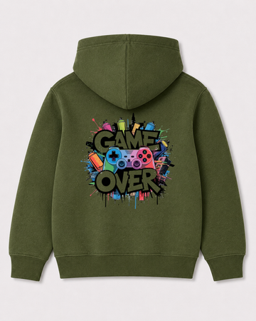 Olive green hoodie back 3404