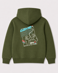 Olive green hoodie back 3407