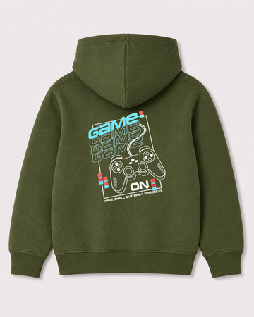 Olive green hoodie back 3407