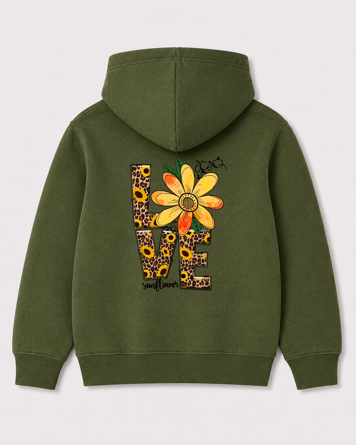 Olive green hoodie back 3408