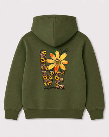 Olive green hoodie back 3408
