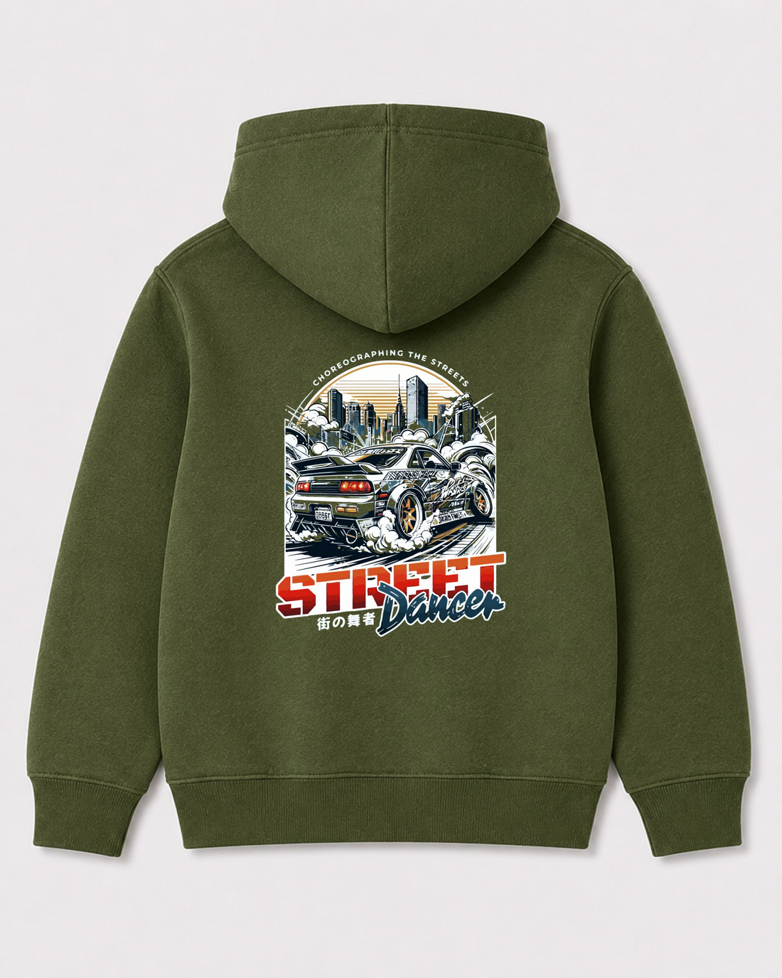 Olive green hoodie back 3411