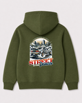 Olive green hoodie back 3411