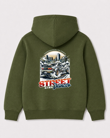 Olive green hoodie back 3411