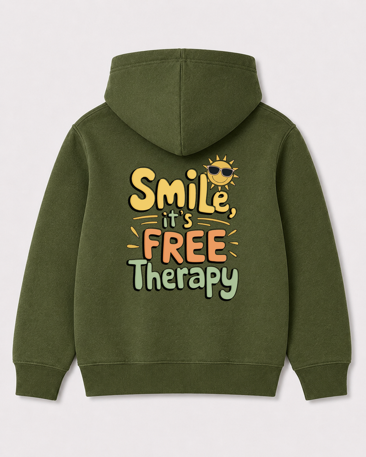 Olive green hoodie back 3413