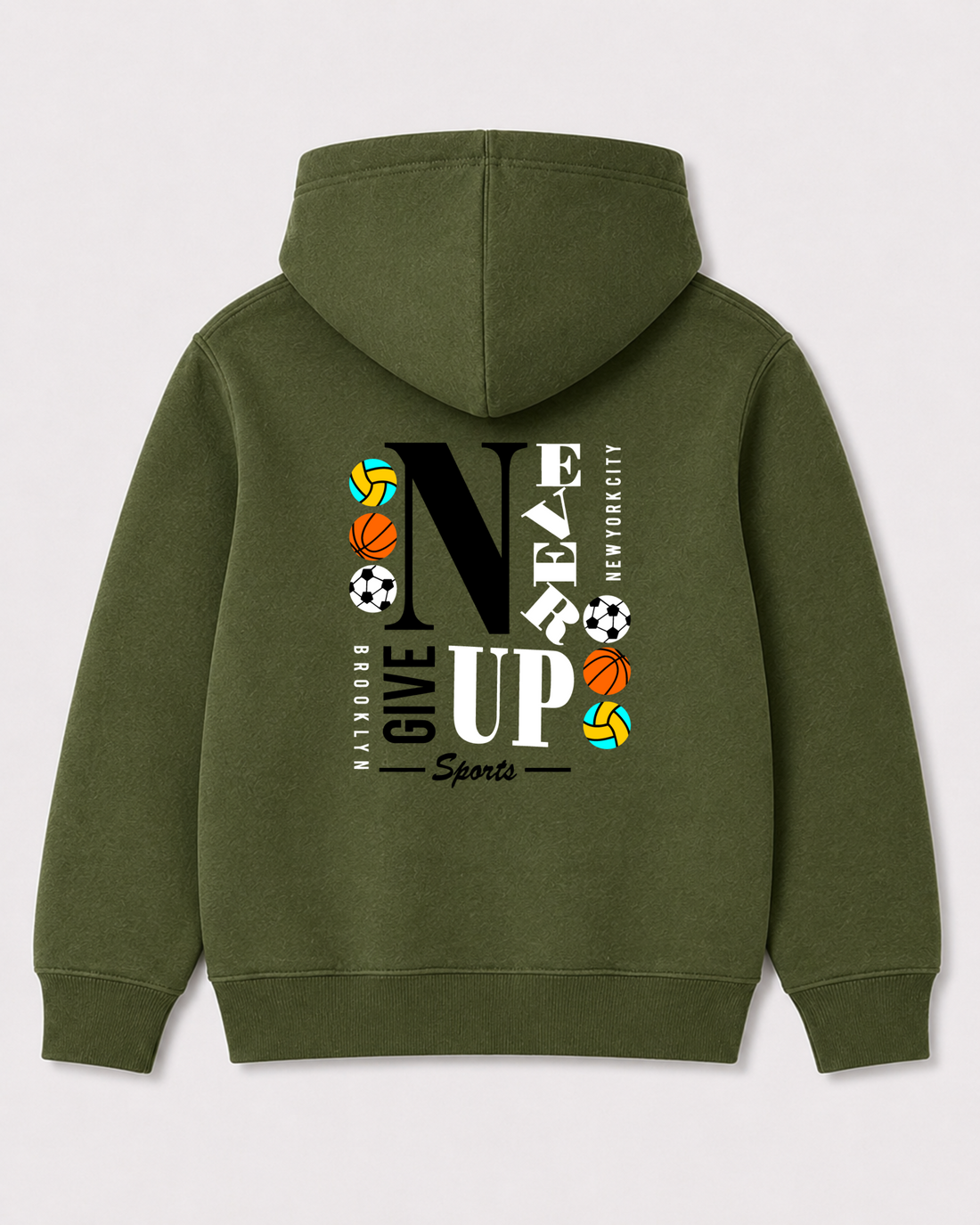 Olive green hoodie back 3416