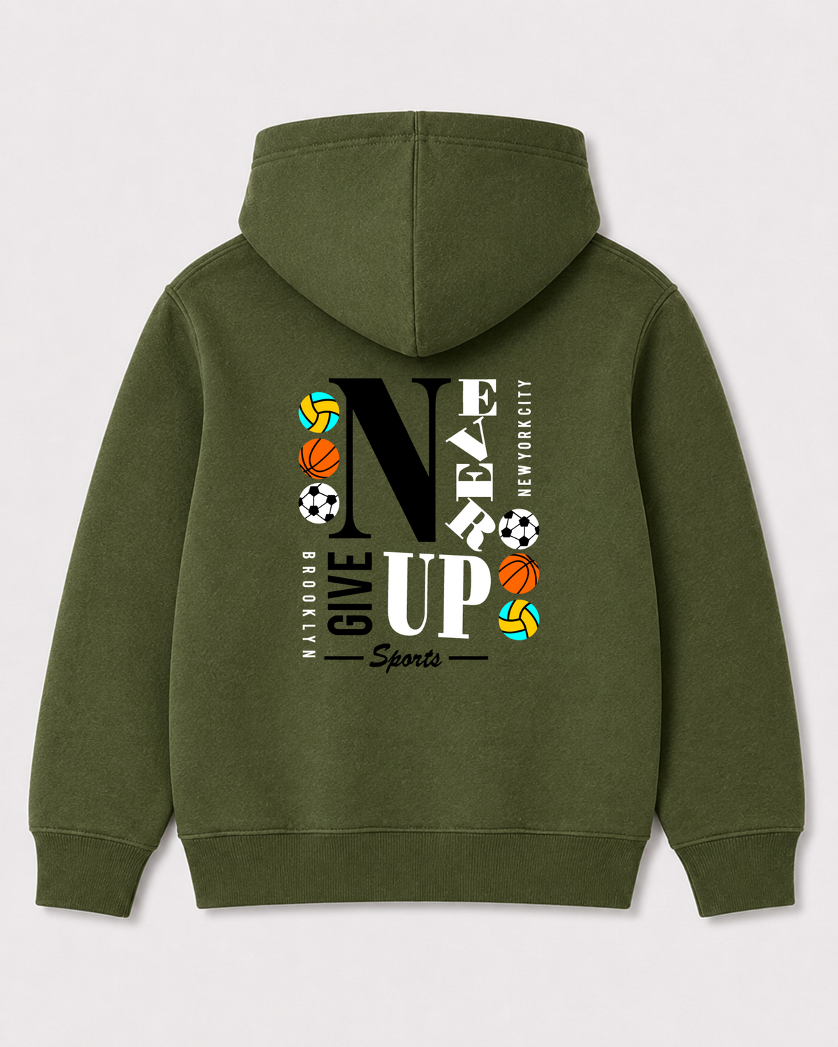 Olive green hoodie back 3416