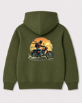 Olive green hoodie back 3417