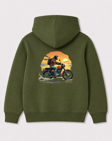 Olive green hoodie back 3417
