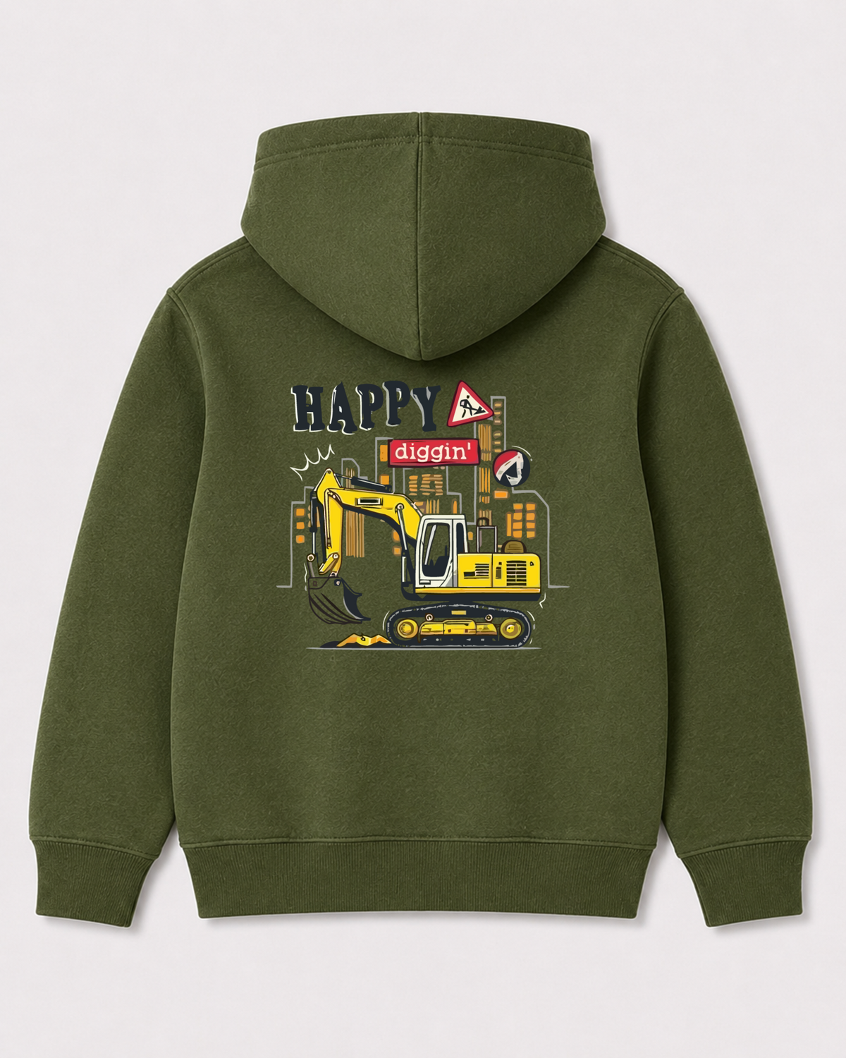 Olive green hoodie back 3422