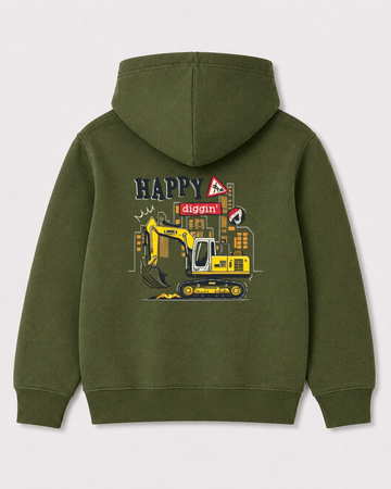 Olive green hoodie back 3422