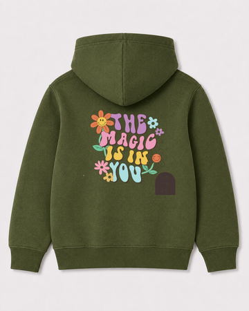 Olive green hoodie back 3423