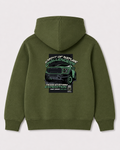 Olive green hoodie back 3430