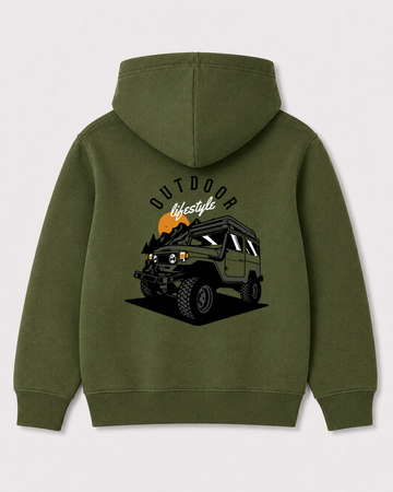 Olive green hoodie back 3434