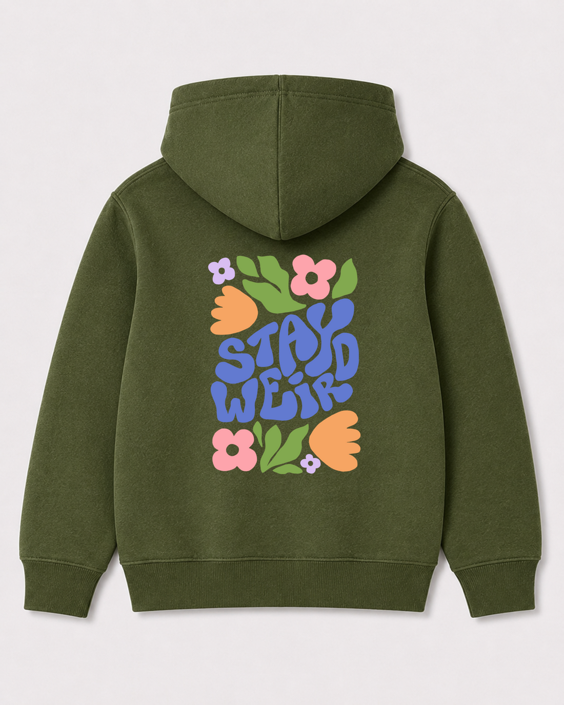 Olive green hoodie back 3438