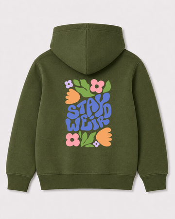 Olive green hoodie back 3438