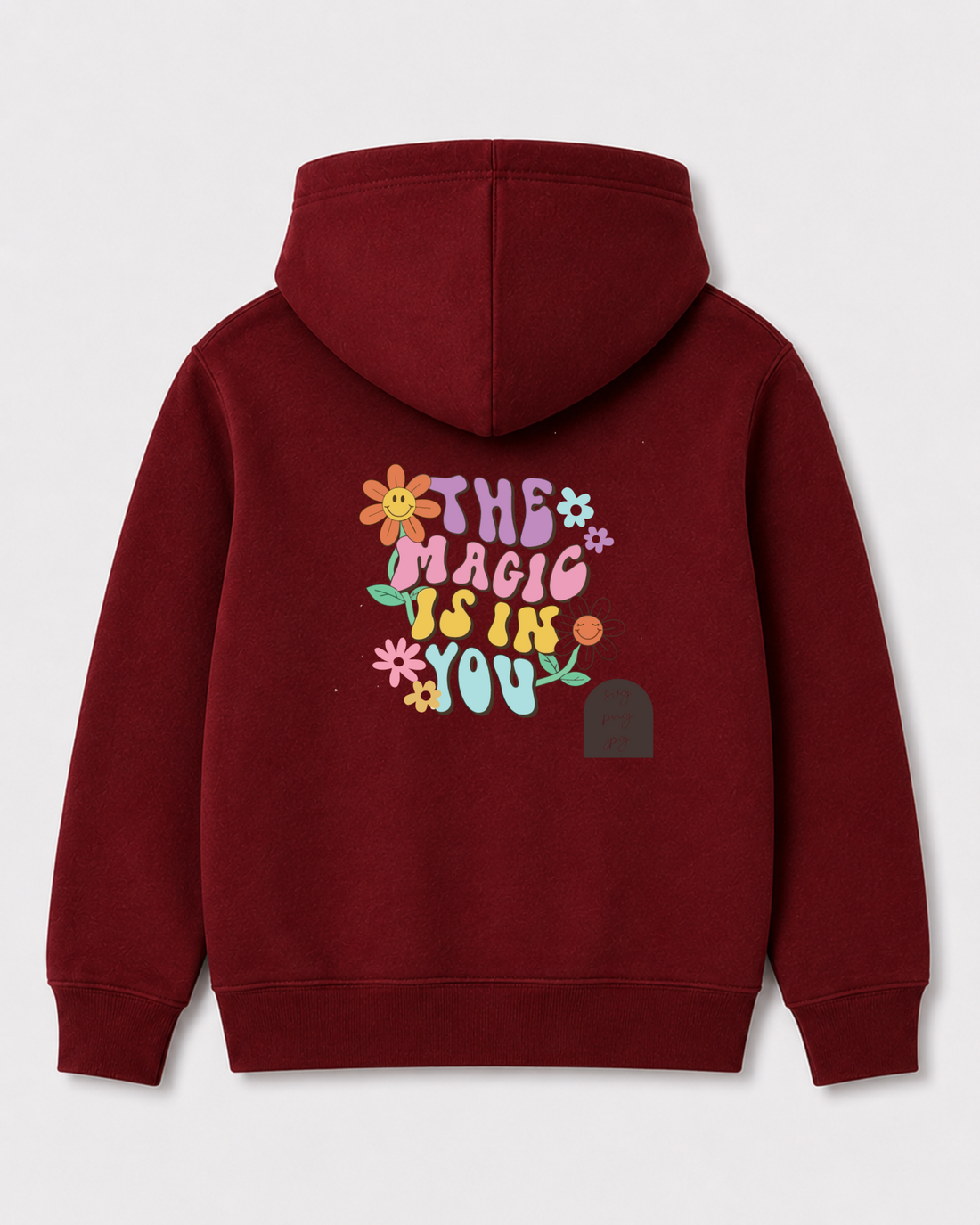 Red hoodie back 3423